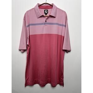 FootJoy Polo Shirt Mens XL Pink Athletic Fit Striped Preppy Golf No Course Logo